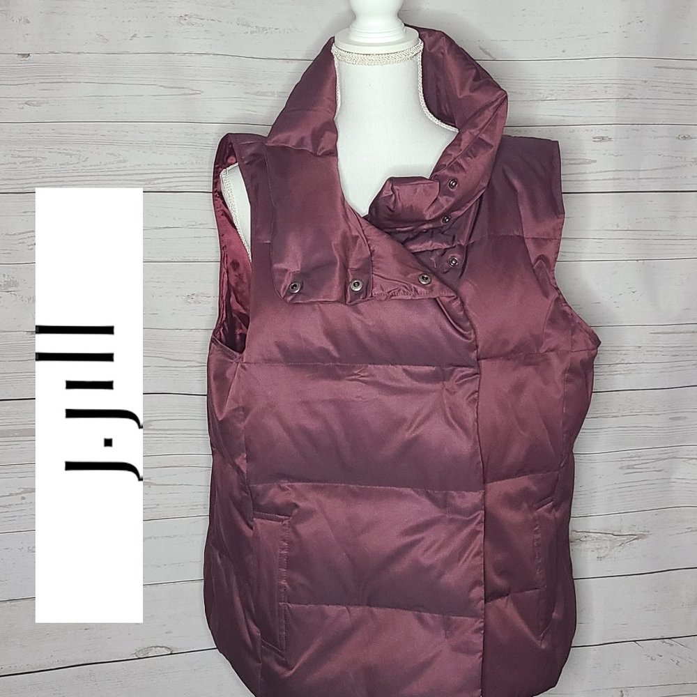 J. Jill Burgundy Down Filled Puffer Snow Winter Vest